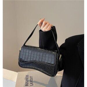 Shoulder Bag Vegan Leather with 2 Removable Strap Black